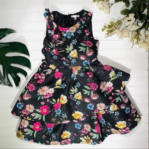 Cute girl’s floral tiered sleeveless dress
